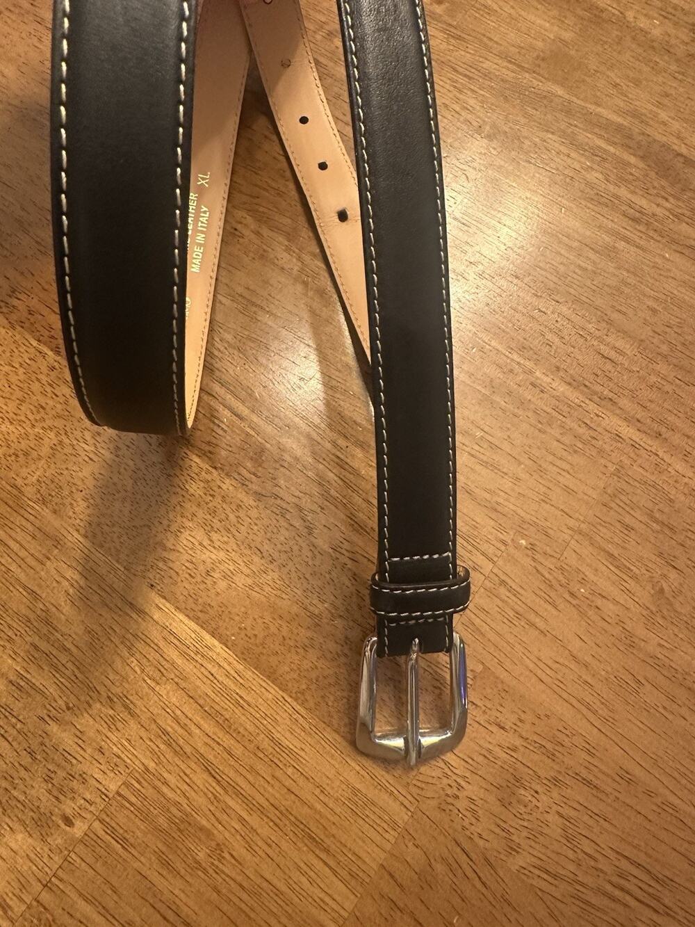 Appleseed’s Black Belt Genuine Leather Women’s XL Made in Italy Silver Buckle